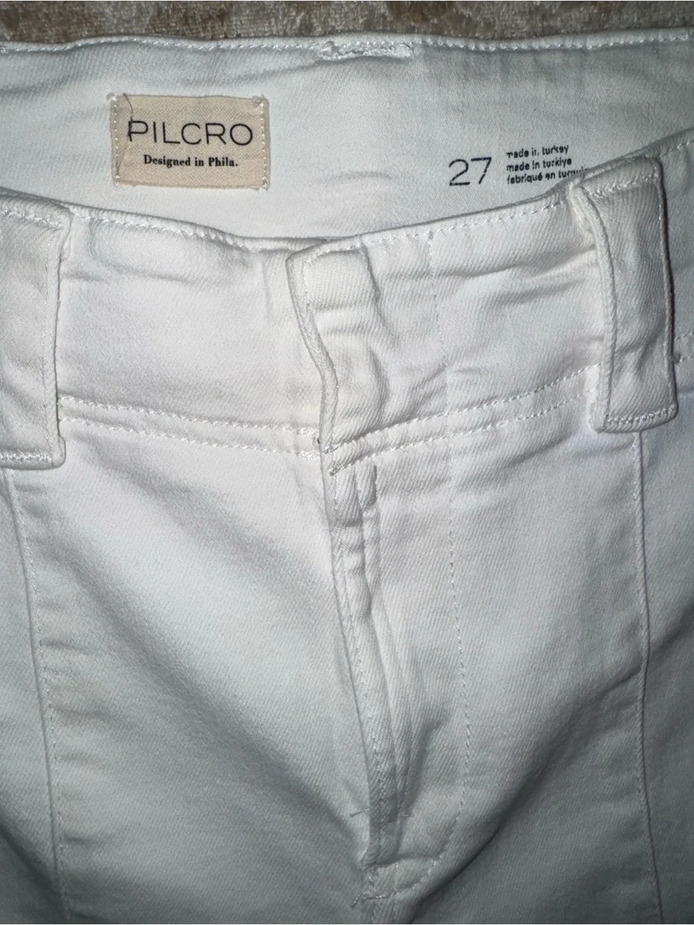 Pilcro White Cropped Straight-Leg Trousers